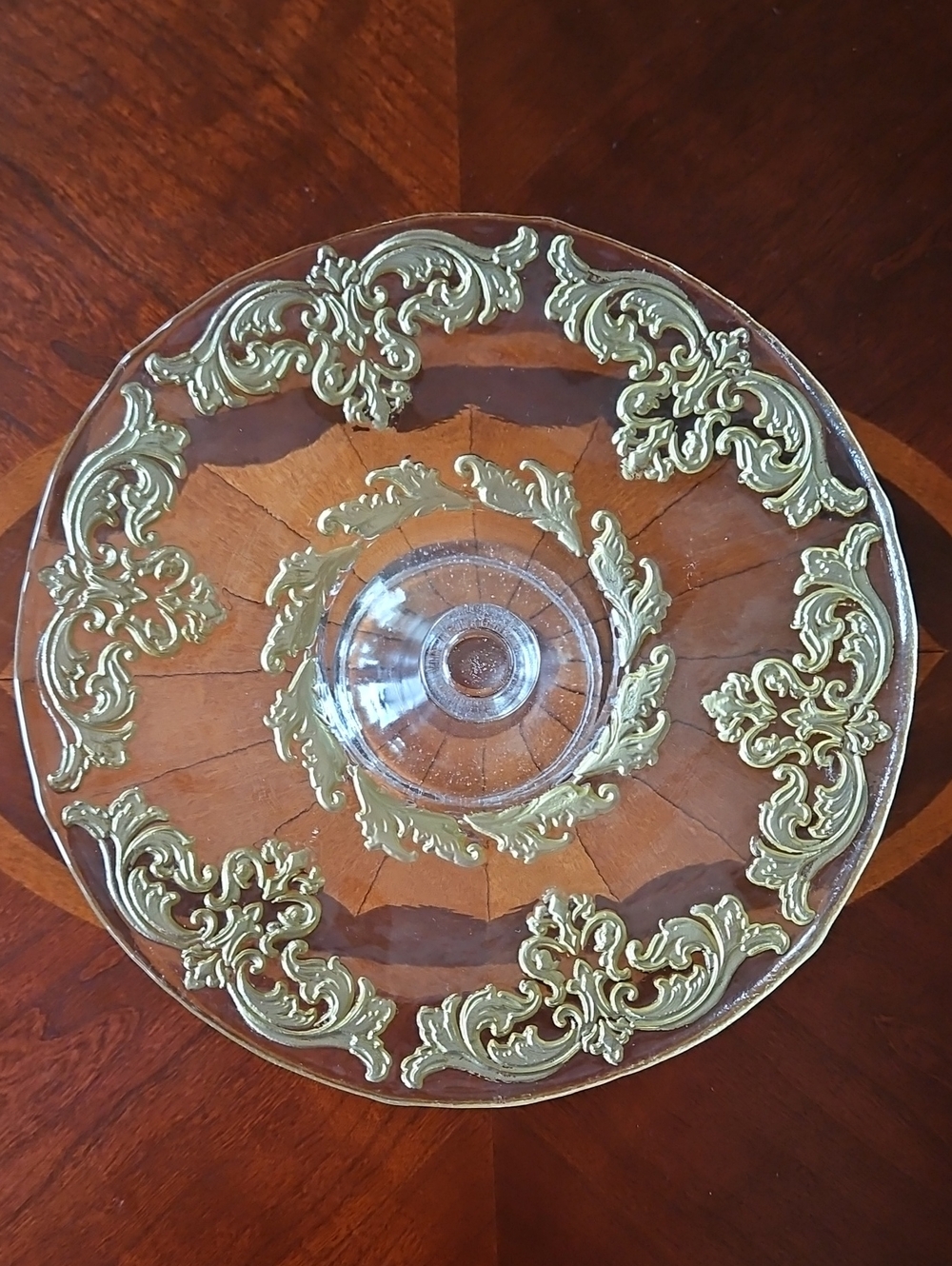 Artistic Accents Gold Hand Decorated Glass Pedestal Cake Stand Made in Turkey